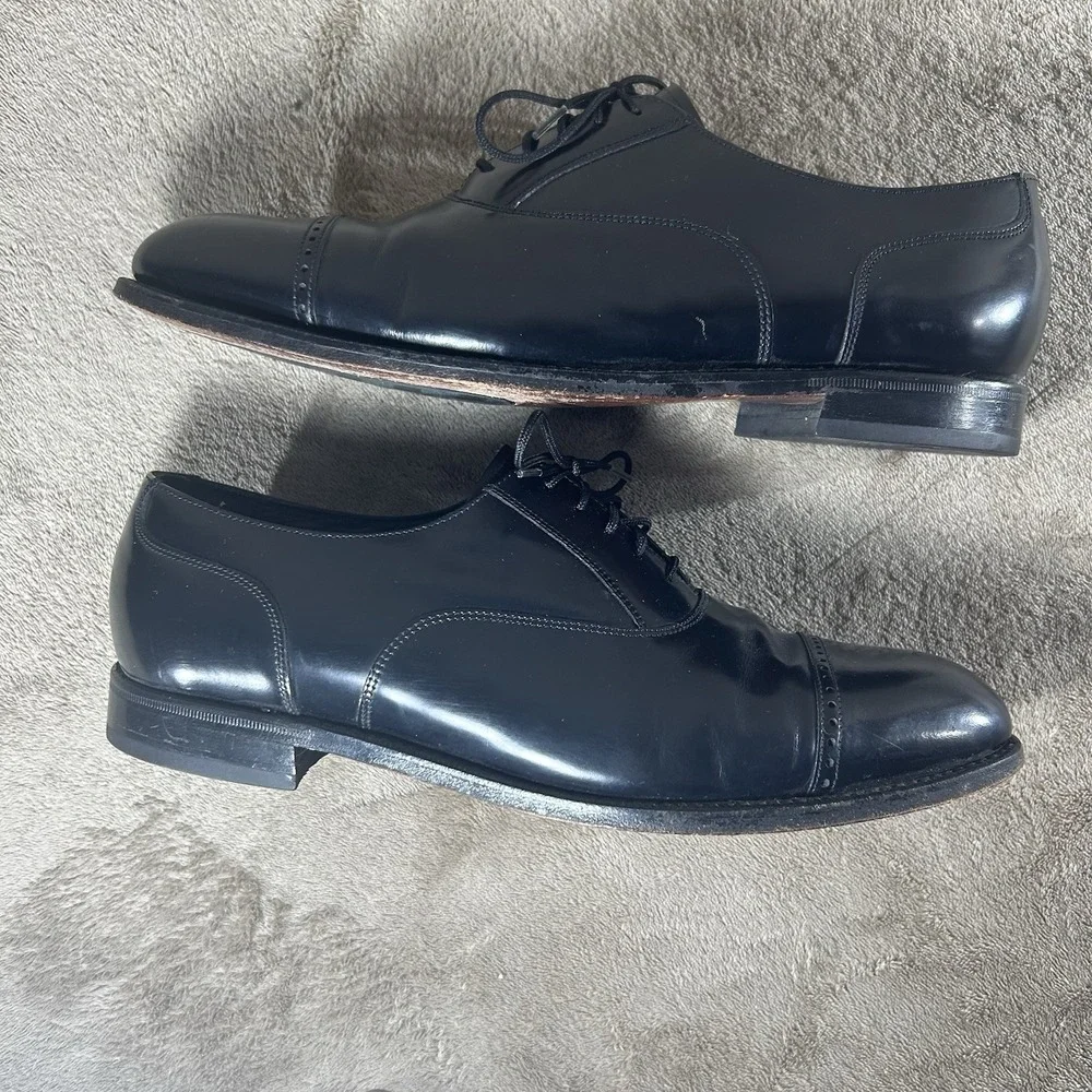 Florsheim Black Leather Punch Cap Toe Oxford Dress Shoes Men's Size 10 D